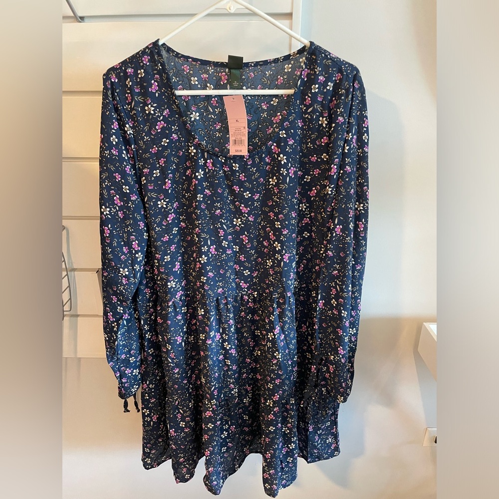 Wild Fable Blue and Purple Floral Dress, XL